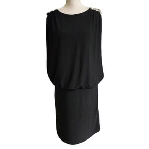 $10 Sale Black Rhinestone Shoulder Detail Dress